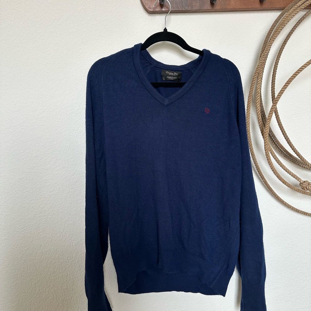 Dior Deep Blue V-Neck Sweater